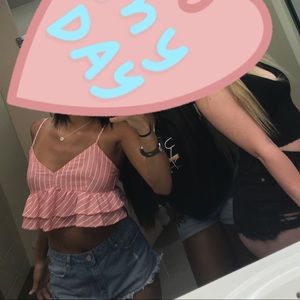 Red and White Crop Top